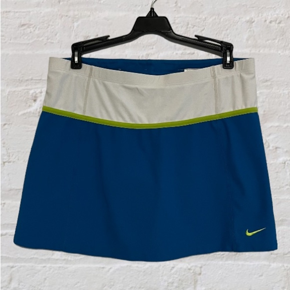 Nike Turquoise Blue White Lime Green Running Skirt Skort With Shorts